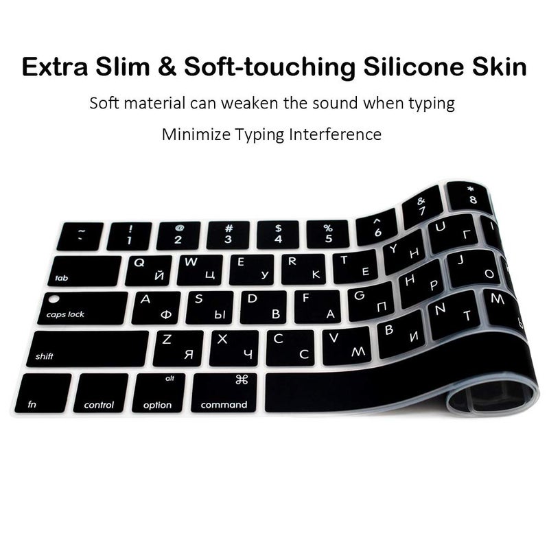 ProElife Ultra Thin Russian Keyboard Cover Skin for MacBook Pro 13 Inch 2022 2021 2020 (Apple M2 Chip/Apple M1 Chip A2338/A2289/A2251) and 2019 MacBook Pro 16 Inch (Model A2141) Protector (Black) - Image 4